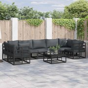 vidaXL Conjunto de Sofá de Jardim 7 pcs Preto Alumínio
