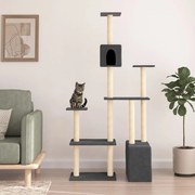 vidaXL Árvore p/ gatos c/ postes arranhadores sisal 180cm cinza-escuro