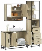 vidaXL 3 pcs conj. móveis casa banho derivados madeira carvalho sonoma