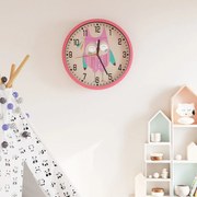 vidaXL Relógio de parede Ø25,5 cm poliestireno e vidro rosa