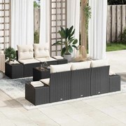 vidaXL Conjunto de Sofá de Jardim com 6 Peças e Almofadas em Rattan Preto