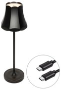 Candeeiro de mesa retro preto recarregável IP44 - Granny