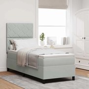 Cama Box Spring vidaXL com Colchão Cinza Claro 80x200 cm Veludo
