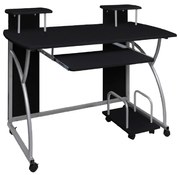 vidaXL Secretária de computador 110x52x88,5 cm derivados madeira preto