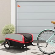 vidaXL Reboque para bicicleta 45 kg ferro preto e vermelho