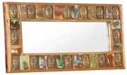 vidaXL Espelho com budas 110x50 cm madeira recuperada maciça