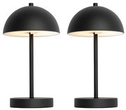 LED Conjunto de 2 candeeiros de mesa para exterior Cogumelo Preto Recarregável - Keira Moderno