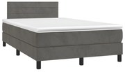 vidaXL Cama box spring colchão LED 120x190cm couro artif. cinza-escuro
