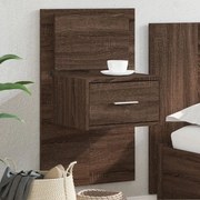 vidaXL Mesa de cabeceira de parede com luzes LED carvalho castanho