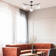 Candeeiro Suspenso Atmaca – Preto, Dourado e Branco – 70 x 70 cm