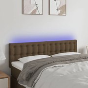 Cabeceira de cama c/ luzes LED tecido 144x5x78/88 cm castanho