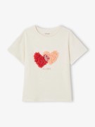 Agora -15%: T-shirt com detalhes em relevo e irisados, para menina cru