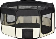PawHut Parque Animais Estimação Dobrável 2 Portas Almofada Tecido Oxford Seguro Confortável Ø120x58 cm Preto | Aosom Portugal