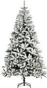 HOMCOM Árvore de Natal Artificial 225cm com Neve Ignífugo com 1300 Ramos Folhas de PVC e Base Dobrável Verde | Aosom Portugal