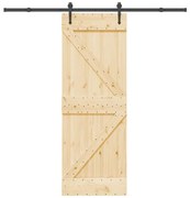 vidaXL Porta de correr com ferragens 70x210 cm madeira de pinho maciça