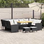 vidaXL 4 pcs conjunto de sofás para jardim c/ almofadões vime PE preto