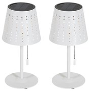 Conjunto de 2 candeeiros de mesa brancos com LED recarregável e solar regulável em 3 níveis - Ferre Design