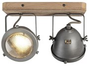 Projetores industriais em aço com fixação em madeira e inclináveis 2 luzes - Emado