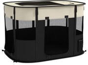 PawHut Parque cercado dobrável para cães gatos pequenos animais em tecido Oxford com armazenamento 94 x 74 x 60 cm creme e preto | Aosom Portugal