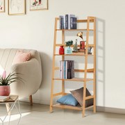 ® Estante de Bambu 4 Níveis Estante em Escada de Casa de Banho Livraria Organizador 48x30x119cm