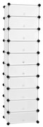 Rack de sapatos intertravado SONGMICS, organizador de armazenamento retangular, unidade de prateleira de armazenamento modular DIY de 10 slots, 40 x 30 x 17 cm para cada slot, guarda-roupa de plástico com portas, branco LPC10W