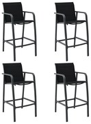 vidaXL Cadeiras de bar para jardim 4 pcs textilene preto