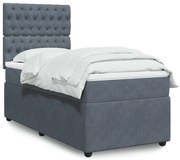 Cama com molas/colchão 90x200 cm veludo cinza-escuro