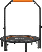 HOMCOM Trampolim Fitness Ø102 Trampolim Dobrável com Pega Ajustável em 4 Níveis Estrutura de Aço Preto e Laranja | Aosom Portugal
