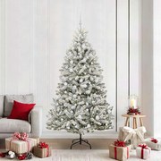 vidaXL Árvore de Natal Artificial Verde e Branco 210 cm PVC e Metal