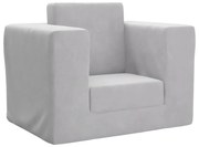 vidaXL Sofá-cama infantil pelúcia macia cinzento-claro