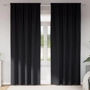 vidaXL Cortinas com cortinas 2 pcs Preto 245 x 140 cm Poliéster
