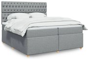 vidaXL Cama com molas/colchão 200x200 cm tecido cinza-claro
