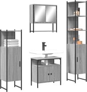 vidaXL 4 pcs Conjunto móveis casa de banho madeira proc. cinza sonoma