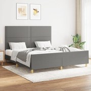 Estrutura de cama 160x200 cm tecido cinzento-escuro