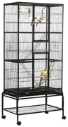 PawHut Gaiola para Pássaros com Rodas 83x53x180 cm Gaiola Metálica de