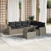 vidaXL 7 pcs conj. sofás jardim com almofadões vime PE cinzento-claro