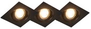 Conjunto de 3 focos embutidos pretos com LED regulável em 3 níveis - Miu Moderno