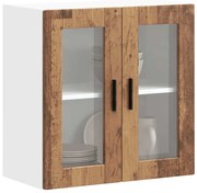 vidaXL Armário de parede de cozinha porta de vidro Porto madeira velha