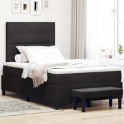 vidaXL Cama Box com Colchão &amp; Banco Preto 120x190 cm Veludo