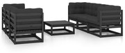 vidaXL 7 pcs conjunto lounge de jardim c/ almofadões pinho maciço