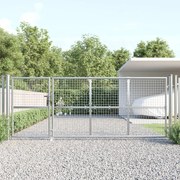 vidaXL Portão de rede para jardim 350x175 cm aço galvanizado prateado