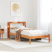 vidaXL Estrutura cama c/ cabeceira 90x200 cm pinho maciço castanho-mel