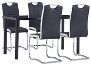 vidaXL 5 pcs conjunto de jantar couro artificial preto