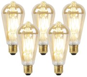 Conjunto de 5 Lâmpadas LED E27 Dim to Warm Dourado 8W 806lm 2000-2700K