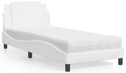 vidaXL Cama com colchão 80x200 cm couro artificial branco