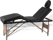 vidaXL Mesa de massagens dobrável 4 zonas + estrutura de madeira preto