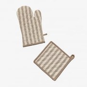 Conjunto De Luva E Pano Para Forno Edouard Castanho Areia Claro - Sklum