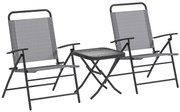 Conjunto de Mesa e Cadeiras de 3 Peças Móveis de Jardim Dobráveis com