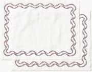 Individuais de mesa em linho lavado com bordado artesanal Ivy, conjunto de 2