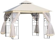Pérgola de Jardim 300x300x280 cm Pérgola de Exterior com Teto Duplo Mo